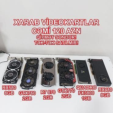 2gb: XARAB Videokartlar RX580 8GB, GTX760 2GB, R7 870 2GB, GTX770, Quadro — 1