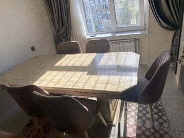 demir stol stul: Qonaq otağı üçün, Açılmayan, Dördbucaq masa, 6 stul — 4