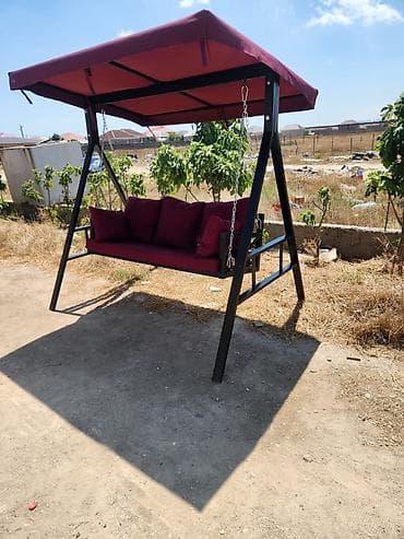 mebel ustu: Bağ yelləncəyi – tentli, zəncir asqılı, 3 nəfərlik - Rəng: bordo — 2