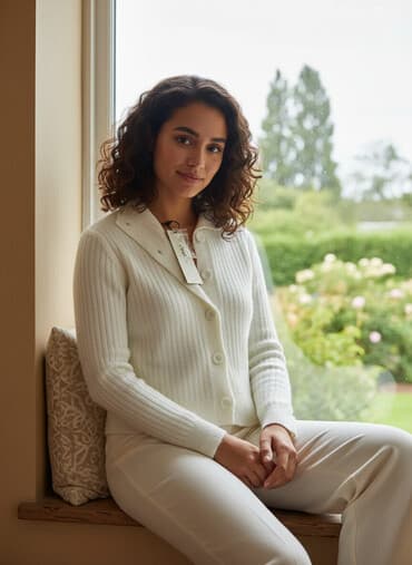 jaketler qadin ucun: Etiketli, xs ve s razmere uygundur Ağ rəngli qısa kardiqan - Model — 1