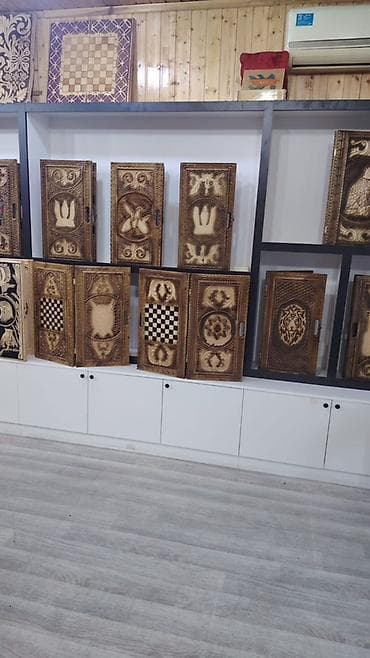 Əl işi oyma taxta nərd/şahmat dəstləri - Material: bərk ağacdan