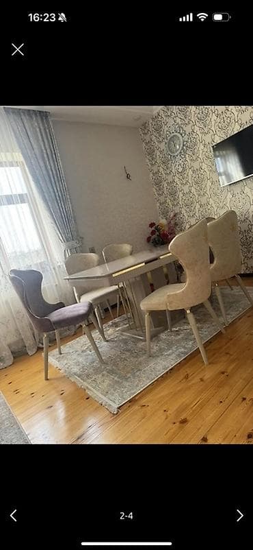 sade metbex mebelleri: Qonaq otağı üçün, Dördbucaq masa, 6 stul — 1