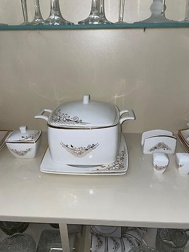 qoz agaci satilir: Nahar dəsti, rəng - Ağ, Farfor — 2