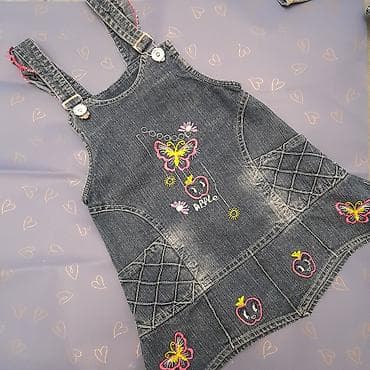 qiz cantalari: Uşaq üçün cins sarafan, 8-12 aylıq - Material: orta qalınlıqda denim — 1