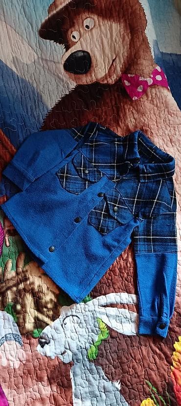 duyməli: Uşaq üçün isti köynək/kardiqan tipli üst geyim - Rəng: mavi və — 1