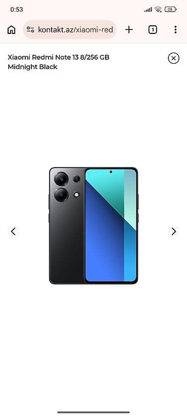 Redmi Note 13, 128 GB, rəng - Qara, Sensor, Barmaq izi, İki sim kartlı