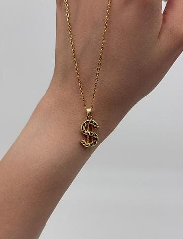 Qızılı rəngli zəncir və “$” işarəli kulon - Material: metal ərintisi