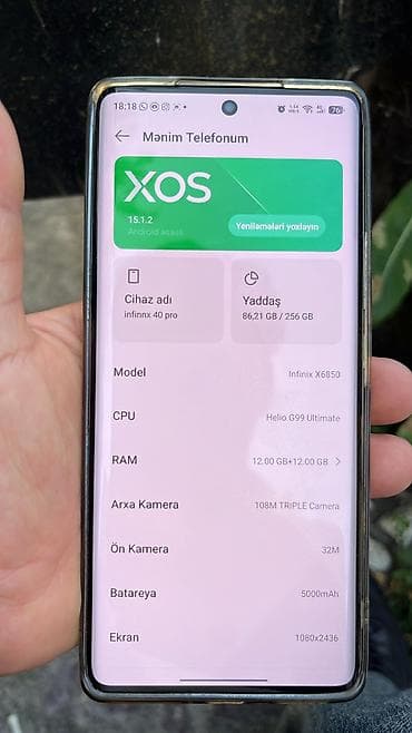 iphone 14 pro 256g: Infinix Note 40 Pro, 256 GB, rəng - Yaşıl, Sensor — 4