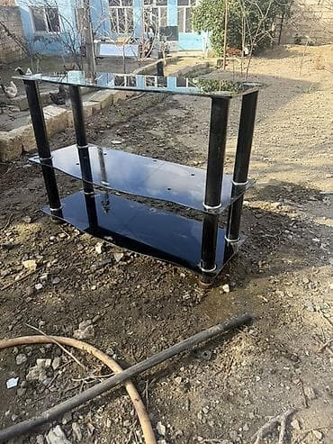 televizor altlığı alcipandan: Düz TV altlığı, Polkalı, Şüşəli — 2