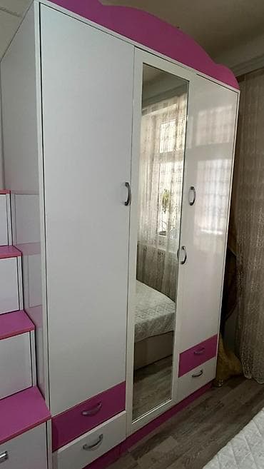 ucuz şkaf: Qız üçün, İşlənmiş, 2 təknəfərlik çarpayı, Dolab, Komod — 4