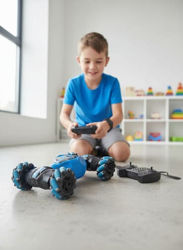 Mavi və qara rənglərdə olan bu akrobat avtomobili həm uzaqdan