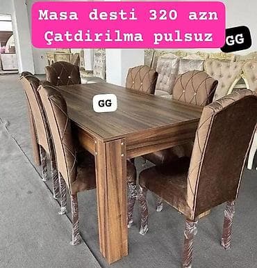 bar stulları: Yeni, Açılmayan, Dördbucaq masa, 6 stul — 2