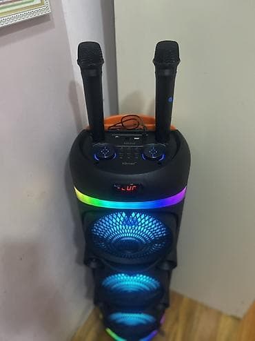 mikrofon: Karaoke üçün portativ səs sistemi – 3 iri dinamikli, LED işıqlı — 2