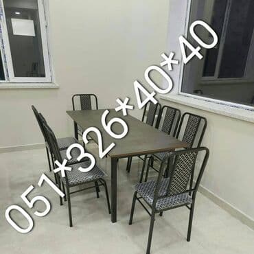 Masa və oturacaq dəstləri: Qonaq otağı üçün, Yeni, Açılan, Dördbucaq masa, 2 stul — 28