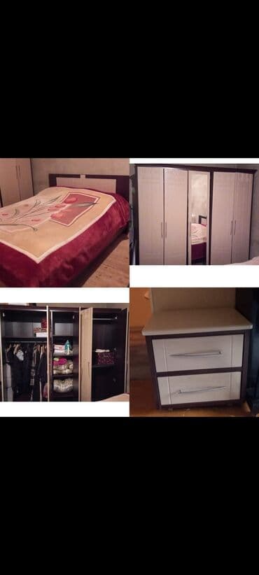 Ev üçün mebel: İkinəfərlik çarpayı, Dolab, 2 tumba, İşlənmiş — 1