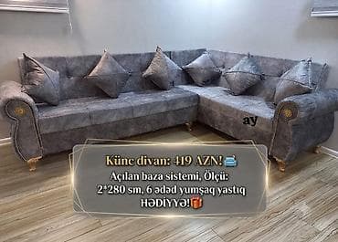 🛋 *Künc Divan – 419 azn* 📏 Ölçü: 2×280 Rəng Seçimi mövcuddur ✔ lalafo.az -da 🛋 *Künc Divan – 419 azn* 📏 Ölçü: 2×280 Rəng Seçimi mövcuddur ✔