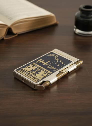 azərbaycan respublikasının inzibati xəritəsi: Vintage cib notbuk/etüd dəsti – metal qapaqlı, mini qələmli - — 1