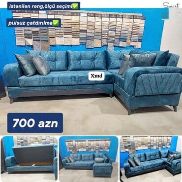 Табуретки на заказ: Künc divan dəsti – 700 AZN - Mükəmməl rahatlıq üçün yumşaq oturacaq — 1