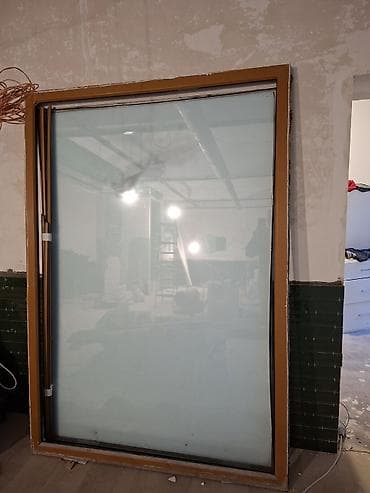 panorama pencere: Plastik pəncərə şəffaf şüşə. ölçüsü 150 × 215- Məhsul: Şüşə — 1