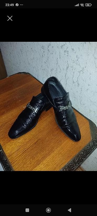 kis: Klassik kişi tufliləri – qara laklı dəri - Model: Loafer tərzində — 1