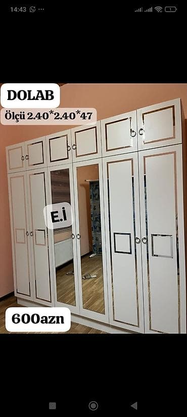 düz dolab: 6 qapı, Güzgülü, Ağ, Açılan, Düz dolab — 1