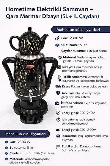 su baklar: Yeni Elektrik Samovar, 5 l, Rayonlara çatdırılma, Pulsuz çatdırılma, Ödənişli çatdırılma — 4