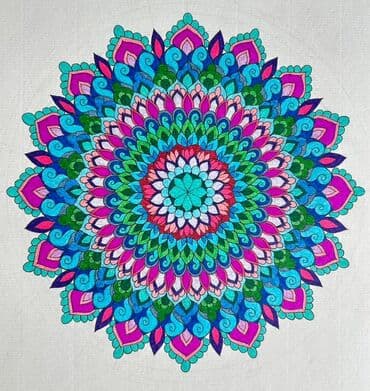 Rəngli mandala rəsmi – əl işi - Texnika: marker və/flomasterlərlə