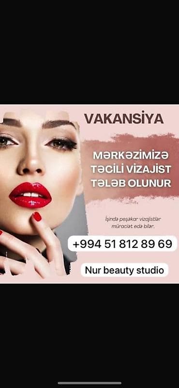 azersun vakansiya: Vakansiya: Vizajist Nur Beauty Studio vizajist axtarır. Peşəkar — 1