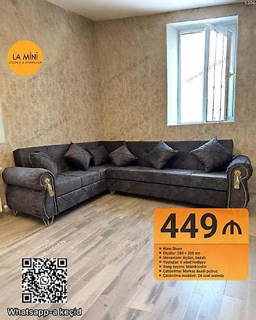 Divanlar: Künc divan, Açılan, Bazalı, Parça, Şəhərdaxili pulsuz çatdırılma — 1