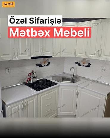 ag masa: Özəl sifarişlə mətbəx mebeli - Klassik üslubda, ağ rəngli fasadlar və — 1