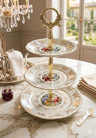 tort semeni: Tort və şiriniyyat qabı, rəng - Qızılı, Farfor — 1