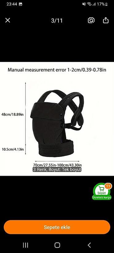 Uşaq arabaları: Məhsul: Körpə daşıma çantası (ergonomik baby carrier) - Rəng: Qara - — 1