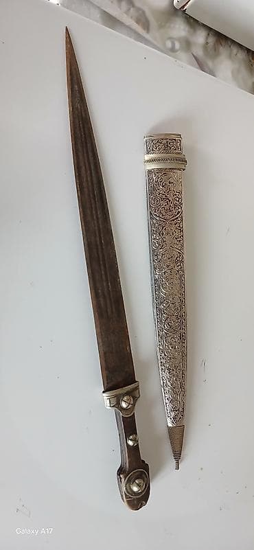 agac adlari: Qədimi üslubda bıçaq/ xəncər və qında dəst - Material: polad bıçaq — 1