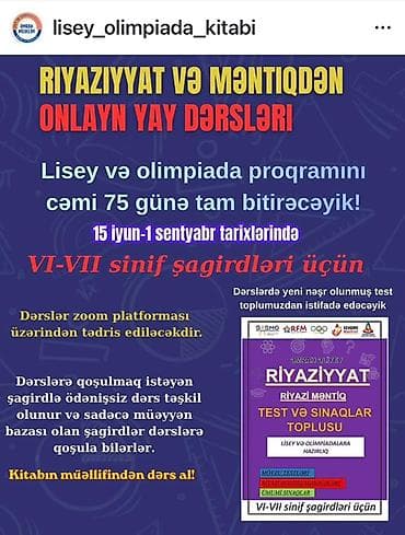Riyaziyyat və məntiqdən onlayn yay dərsləri – VI–VII sinif şagirdləri