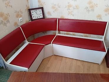 Mətbəx üçün künc oturacaq dəsti - Rəng: ağ karkas, qırmızı oturacaq