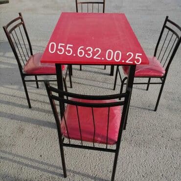 Masa və oturacaq dəstləri: Qonaq otağı üçün, Yeni, Açılmayan, Dördbucaq masa, 6 stul — 3