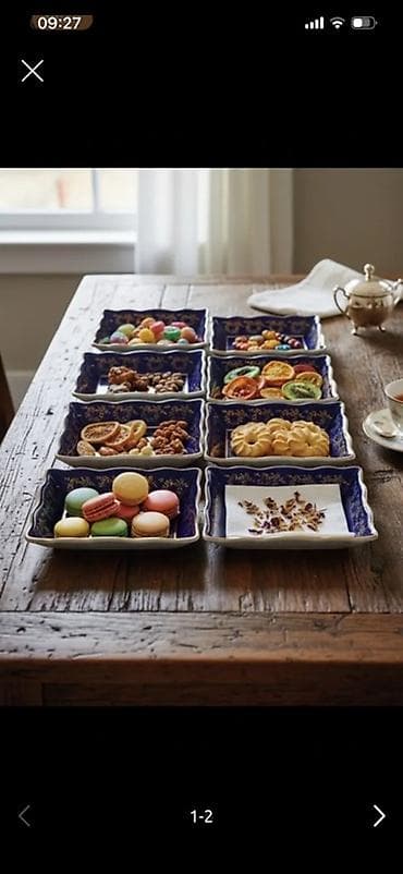 çaydan çaynik: Boşqablar, 6 ədədli dəst, rəng - Göy, Keramika — 2