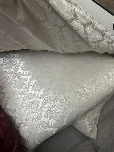 yorğan dəsti: Zərif naxışlı, krem rəngində yorğan dəsti. - Material: parıldayan, sıx — 2