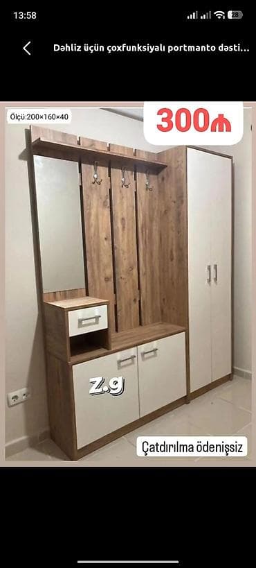 dolap ofis: Dəhliz üçün çoxfunksiyalı portmanto dəsti - Ölçü: 200 × 160 × 40 sm - — 1