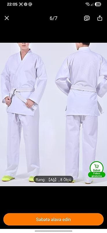 kickboxing: Ağ rəngli karate/kempo/kickboks üçün geyim dəsti - Komplekt: üst — 2