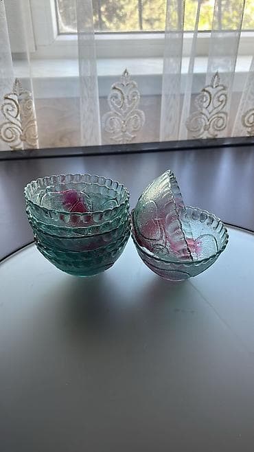 Kasalar, 6 ədədli dəst, rəng - Yaşıl, Şüşə