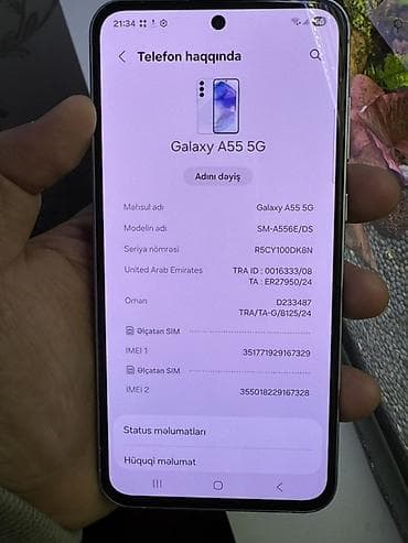 s20fe ikinci el: Samsung Galaxy A55, 256 GB, rəng - Gümüşü, İki sim kartlı — 2