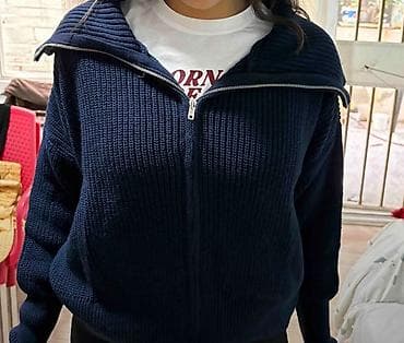 Аксессуары: Qadınlar üçün tünd lacivərt trikotaj kardiqan - Model: fermuarlı — 3