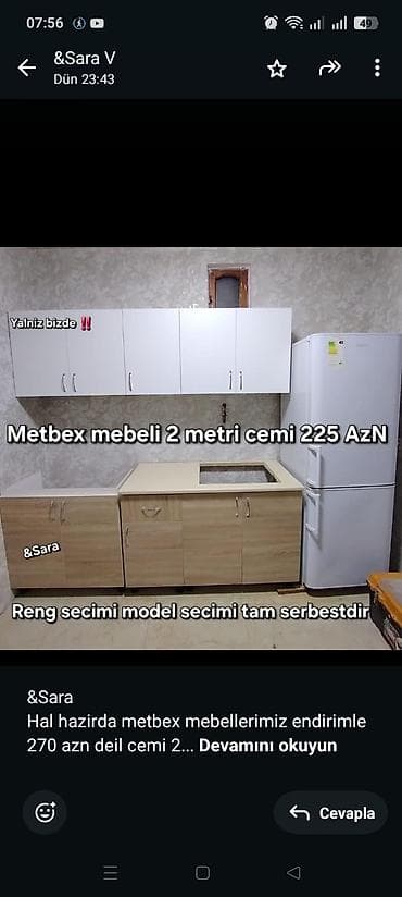 кухонная мебель на заказ в баку цены: &Sara Hal hazirda metbex mebellerimiz endirimle 270 azn deil cemi — 1