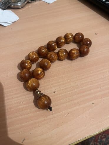 Цепочки: Qəhvəyi-qızılı tonlarda təsbeh - Material: Şam ağacını xatırladan — 1