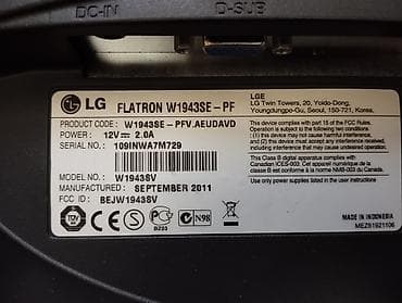 hp notebook qiymetleri: LG Flatron LCD Monitor Model: W1943SE 19-düym ekrandır. Əla işləyir — 9