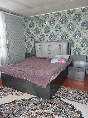 ruminya mebelleri: Yataq otağı mebel dəsti – boz rəngli, parlaq səthli modern dizayn — 4