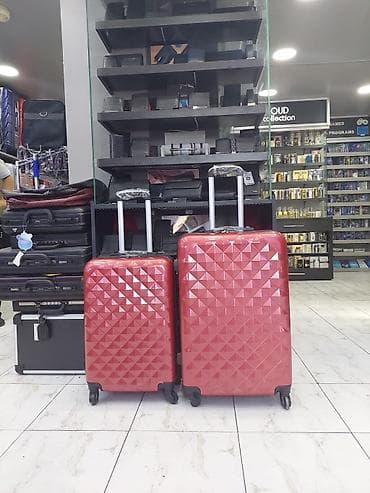 Qırmızı sərt korpuslu səyahət çemodanları – 2 ölçü - Korpus: sərt