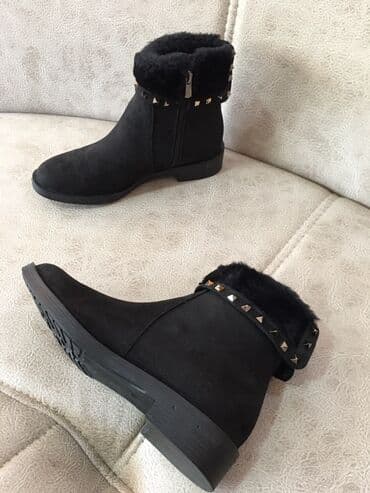 ботильоны без каблука: Полусапоги, Размер: 37, цвет - Черный, Новый — 1