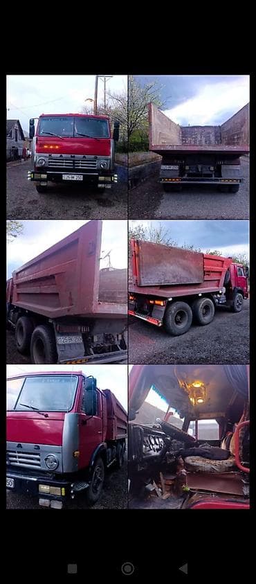 KamAZ 6x4 tipli dump (samanlıq) yük maşını - Güzgülü, geniş kabinli